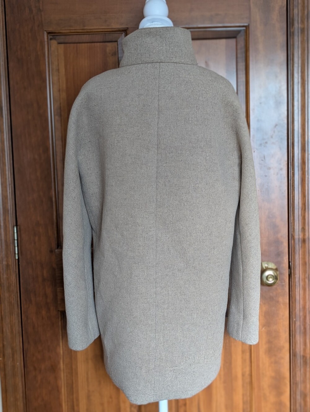 J.Crew Wool Blend City Coat Oatmeal Women’s Size 10 Funnel Neck Zip Jacket - Picture 6 of 16
